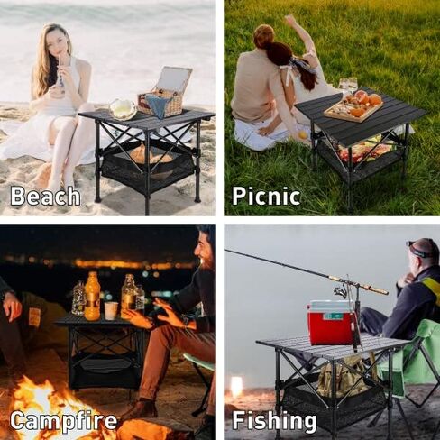 VOOVY Portable Camping Folding Table, Outdoor Picnic Table Aluminum Roll-Up Table with Easy Carrying Bag for Indoor,Outdoor,Camping, Beach,Backyard, BBQ, Party, Patio, Picnic in Saudi Arabia