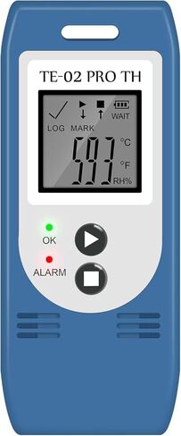 مسجل بيانات درجة الحرارة والرطوبة من Aprvtio TE-02PRO-H، مسجل درجة حرارة USB متعدد الاستخدام مع 32000 قراءة، ثلاجة لقاح، تقارير PDF وCSV التلقائية، مؤشر تنبيه LED، معتمد للمعايرة in Kuwait