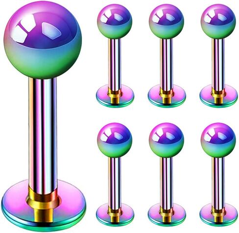 Evonix 7 قطعة 16 جرام 10 مللي متر Labret ترصيع الشفاه الدائري ثعبان العنكبوت لدغة إلى الأمام هيليكس مونرو داليا الداخلية محارة الجراحية الصلب الأسود 4 مللي متر الكرة in Kuwait