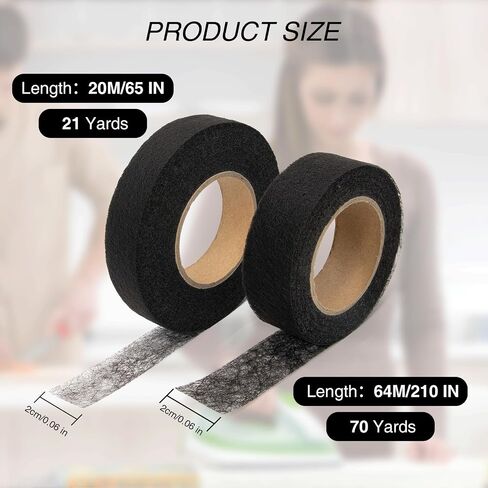 Tymyp Iron Tape, Iron On Hem Tape for Pants, Heavy Duty Fabric Tape, 0.8 inch Wide 66/210 FT Long, Great for Clothing Hemming, Black (2 Rolls) in Saudi Arabia