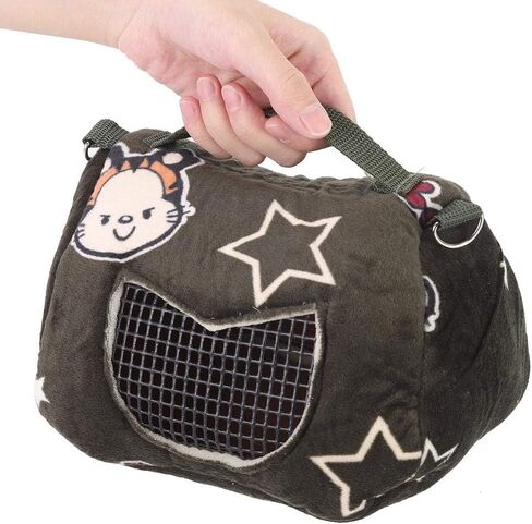 Small Pet Carrier Bag, Blackish Green Flannelette Portable Breathable Pet Hamster Carrier Outgoing Bag for Small Pets Animal(M) in Saudi Arabia