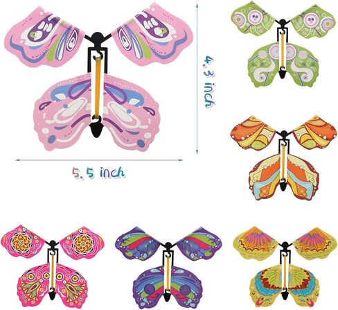 30 قطعة من ألعاب الفراشة الطائرة السحرية من Scettar بشريط مطاطي يعمل على شكل فراشة لتزيين الإشارة المرجعية الملونة وهدية مفاجأة لبطاقة التهنئة in Kuwait