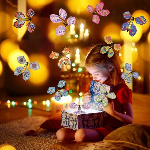 30 قطعة من ألعاب الفراشة الطائرة السحرية من Scettar بشريط مطاطي يعمل على شكل فراشة لتزيين الإشارة المرجعية الملونة وهدية مفاجأة لبطاقة التهنئة in Kuwait