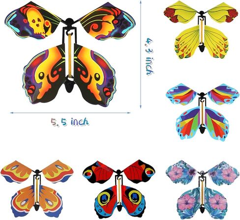 10 قطع من ألعاب الفراشة الطائرة السحرية الجنية من Scettar بشريط مطاطي يعمل على شكل فراشة لتزيين الإشارة المرجعية الملونة وهدية مفاجأة لبطاقات التهنئة in Kuwait