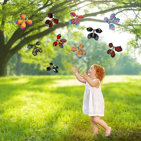 10 قطع من ألعاب الفراشة الطائرة السحرية الجنية من Scettar بشريط مطاطي يعمل على شكل فراشة لتزيين الإشارة المرجعية الملونة وهدية مفاجأة لبطاقات التهنئة in Kuwait