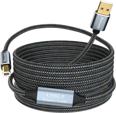 Nanxudyj Printer Cable 3ft,USB Printer Cable Braid USB 2.0 Type A Male to B Male Cable Scanner Cord High Speed Printer Cable Compatible with HP,Canon, Dell, Epson, Lexmark, Xerox, Samsung and More in Saudi Arabia