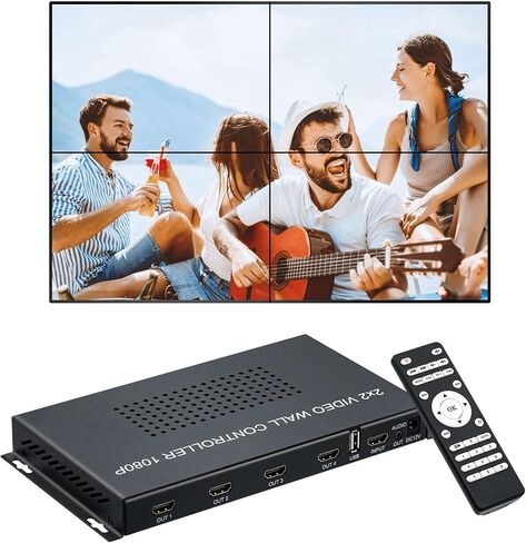 وحدة تحكم حائط فيديو Mcbazel HDMI 2x2، معالج صور فيديو HDMI 1080P@60HZ يدعم ربط الشاشة 8 أوضاع عرض - 4x1، 3x1، 2x1، 2x2، 1x4، 1x3، 1x2، 1x1 in Kuwait