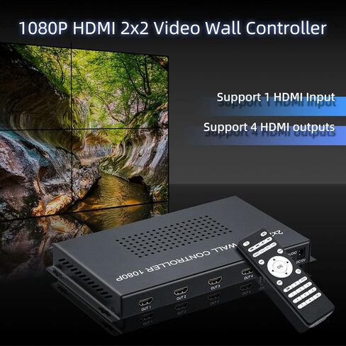 وحدة تحكم حائط فيديو Mcbazel HDMI 2x2، معالج صور فيديو HDMI 1080P@60HZ يدعم ربط الشاشة 8 أوضاع عرض - 4x1، 3x1، 2x1، 2x2، 1x4، 1x3، 1x2، 1x1 in Kuwait