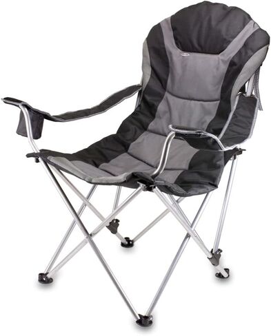 PICNIC TIME NCAA Reclining Camp Chair, One Size, Black with Gray Accents in Saudi Arabia