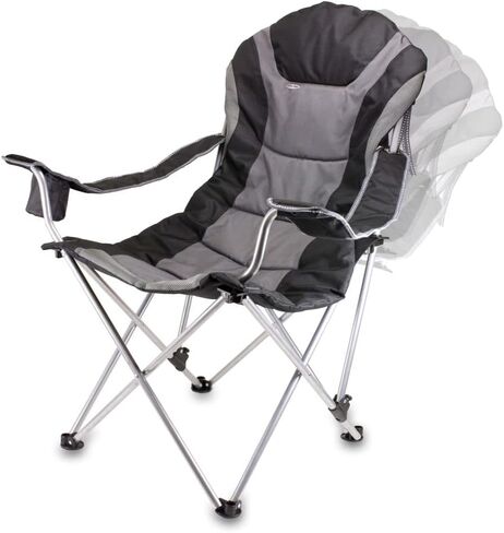 PICNIC TIME NCAA Reclining Camp Chair, One Size, Black with Gray Accents in Saudi Arabia