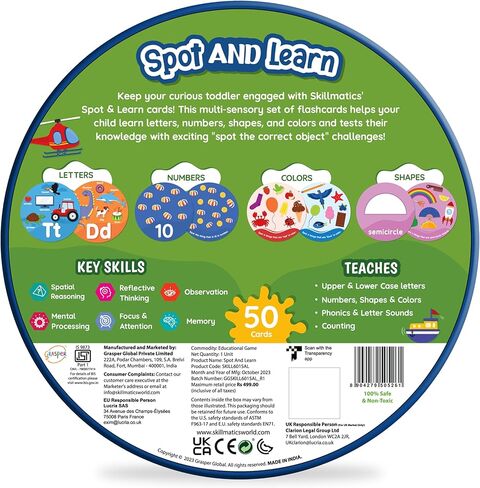 Skillmatics Card Game for Toddlers - Jump & Learn Letters, Numbers, Shapes & Colors, Preschool Learning, Travel Toys, Gifts for Kids Ages 2, 3, 4, 5 in Kuwait