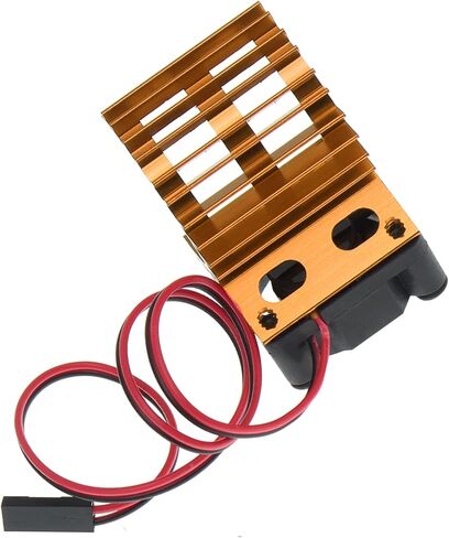 Treehobby سبائك الألومنيوم بالوعة الحرارة محرك مروحة تبريد بالوعة الحرارة مع مروحة تبريد متوافقة مع 1/10 1/16HSP WLtoys Traxxas Axial SCX10 TAMIYA RC Car 380 390 جزء ترقية محرك بدون فرشاة (ذهبي) in Saudi Arabia