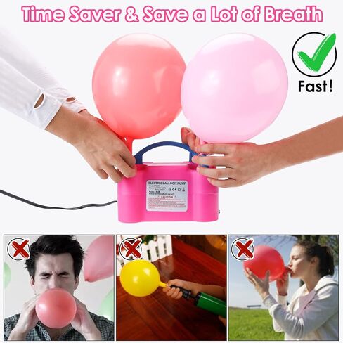 YaeKoo 600W AC Portable Electric Balloon Pump Air Blower Electric Balloon Inflator Dual Nozzle Inflator Blower for Balloon Column Stand for Christmas/Wedding/Party Decoration-110V US Plug in Saudi Arabia
