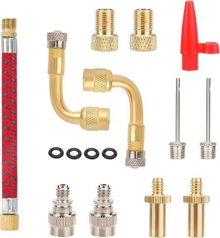 QKURT Bike Valve Adapter Set, 12pcs ValveAdapter Compressor Ball Needle Bicycle Pump Valve Extensions for Bike Tire Balls Balloon in Saudi Arabia