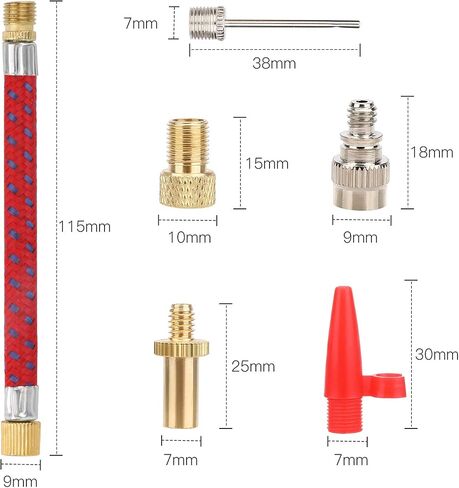 QKURT Bike Valve Adapter Set, 12pcs ValveAdapter Compressor Ball Needle Bicycle Pump Valve Extensions for Bike Tire Balls Balloon in Saudi Arabia
