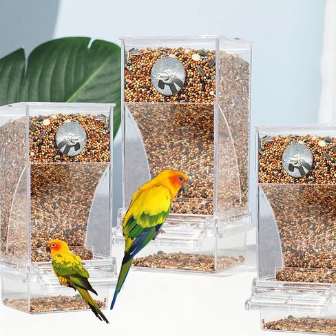 VERTUPET No Mess Bird Feeders Automatic Transparent Acrylic Food Container for Cage Automatic Parrot Feeder Seed Container Cage Accessories for Budgies Canary Cockatiel Finch in Saudi Arabia