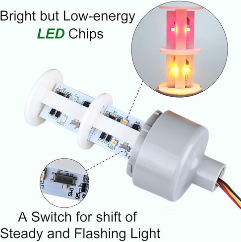 Industrial Signal Warning Light Led Signal Tower Stack Light Column Tower Andon Lamp with 180° Rotatable Base and Steady/Flash Light Switchable 2 Layers Red/Yellow (110-220V 90Db Buzzer) in Kuwait