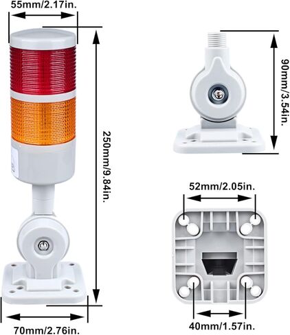 Industrial Signal Warning Light Led Signal Tower Stack Light Column Tower Andon Lamp with 180° Rotatable Base and Steady/Flash Light Switchable 2 Layers Red/Yellow (110-220V 90Db Buzzer) in Kuwait