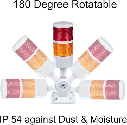 Industrial Signal Warning Light Led Signal Tower Stack Light Column Tower Andon Lamp with 180° Rotatable Base and Steady/Flash Light Switchable 2 Layers Red/Yellow (110-220V 90Db Buzzer) in Kuwait