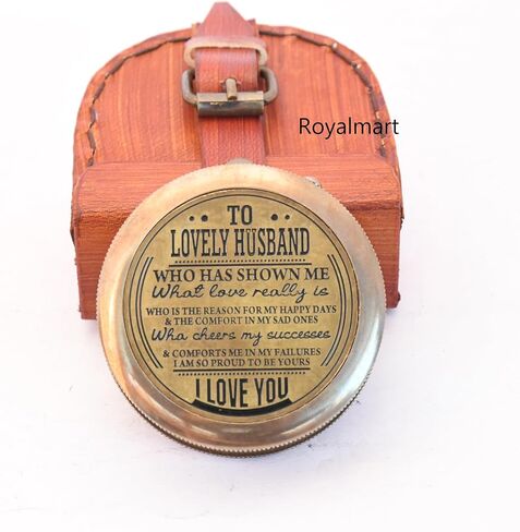 Engraved Compass, to My Husband I Love You, Brass Compass Engraved Gifts for Men, Bronze for Men, Romantic Gifts for Him/Her, Keepsake Gifts for Husband in Saudi Arabia