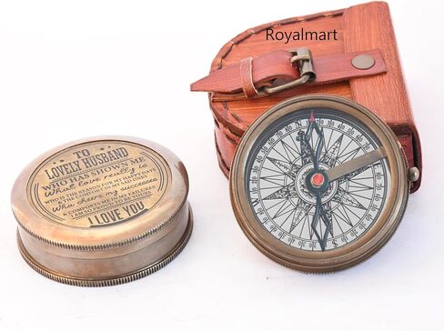 Engraved Compass, to My Husband I Love You, Brass Compass Engraved Gifts for Men, Bronze for Men, Romantic Gifts for Him/Her, Keepsake Gifts for Husband in Saudi Arabia
