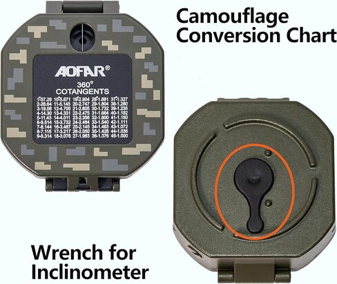 بوصلة عسكرية AOFAR AF-M2-B جيولوجية متعددة الوظائف - عدسات، فلورسنت، مقاومة للماء ومقاومة للاهتزاز للاستكشاف الجيولوجي، والصيد، والمشي لمسافات طويلة مع حقيبة وحزام in Kuwait