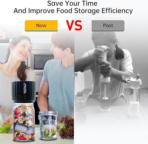 مجموعة سدادة مكنسة ماسون، سدادة مكنسة كهربائية مع أغطية ماسون واسعة ومنتظمة للفم، آلة إغلاق مفرغة لتخزين الطعام أو التخمير (أسود) in Kuwait