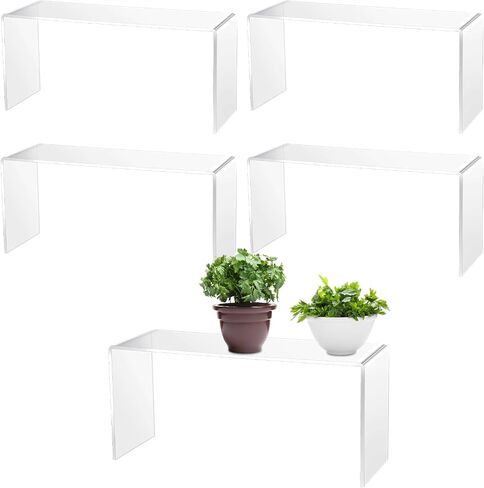 Soaoo 4 Pcs Large Clear Acrylic Riser for Display Acrylic Shelf Riser Jewelry Display Stand Retail Desktop Display Stand for Cupcake, Collectibles, Organize, Decor (10.25 x 4 x 4.25 Inches) in Saudi Arabia