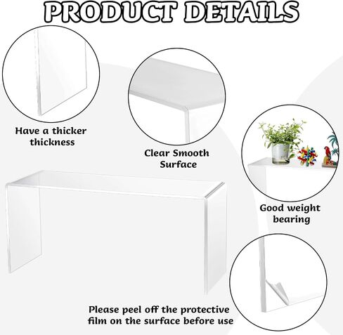 Soaoo 4 Pcs Large Clear Acrylic Riser for Display Acrylic Shelf Riser Jewelry Display Stand Retail Desktop Display Stand for Cupcake, Collectibles, Organize, Decor (10.25 x 4 x 4.25 Inches) in Saudi Arabia