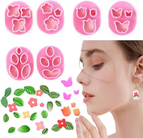 Polymer Clay Cutters for Earring Gorvalin 6Pcs Mini Flower Clay Cutters for Clay Jewelry Making 3D Flower Butterfly Leaf Micro Clay Cutter Tools for Polymer Clay Jewelry DIY in Kuwait