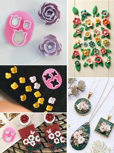 Polymer Clay Cutters for Earring Gorvalin 6Pcs Mini Flower Clay Cutters for Clay Jewelry Making 3D Flower Butterfly Leaf Micro Clay Cutter Tools for Polymer Clay Jewelry DIY in Kuwait