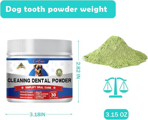 مسحوق العناية بأسنان الكلاب - مزيل البلاك من كوليز للأسنان، يتميز بمسحوق تنظيف الأسنان العشبي ومعطر أنفاس الكلاب للحصول على فم مثالي وصحة أسنان ولثة مشرقة. (30 يومًا لكلاب) in Kuwait