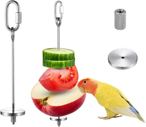 URBEST Bird Food Holder, Bird Feeders, Stainless Steel Parrot Fruit Vegetable Stick Holder, Bird Treat Skewer (Small+Large) in Kuwait