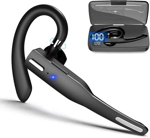 SHIJIAET Wireless Earpiece CVC8.0 Hands-Free Earphones with Built-in Mic LED Charging Case Touch Control Earphone for Driving/Business, Compatible with iOS and Android Single Ear Bluetooth Headset in Kuwait