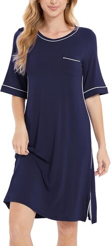 GYS Women's Bamboo Nightgowns, 3/4 Sleeve Nightshirt for Women, Soft Comfy Sleepwear Dress in Kuwait