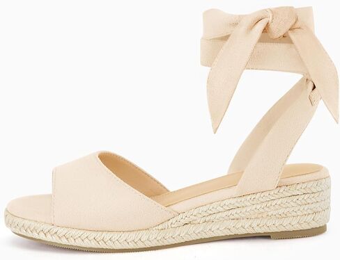 Coutgo Girls Wedge Sandals Espadrille Platform Open Toe Tie Lace Up Summer Dress Shoes Toddler Little Big Kid in Saudi Arabia