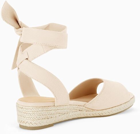 Coutgo Girls Wedge Sandals Espadrille Platform Open Toe Tie Lace Up Summer Dress Shoes Toddler Little Big Kid in Saudi Arabia
