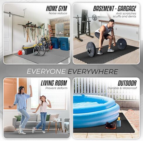 سجادات تمارين ألغاز من إسفنج EVA السميك من Yes4All للتمارين الرياضية المنزلية مقاس 1 بوصة بلاط أرضيات متشابك لمعدات اللياقة البدنية - أسود - 24 قدم مربع in Kuwait