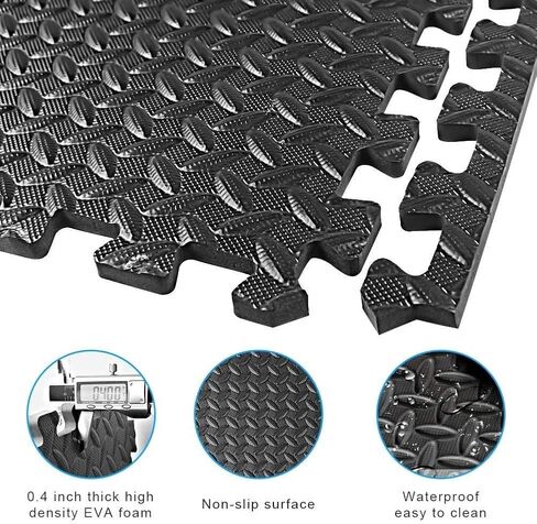 سجادة أرضية للتمارين الرياضية من ستيلكول، سجادة تمارين من بلاط إسفنجي متشابك من أسيتات فينيل الإيثيل (EVA) مع حدود - للصالات الرياضية واليوجا والتمارين الخارجية in Kuwait