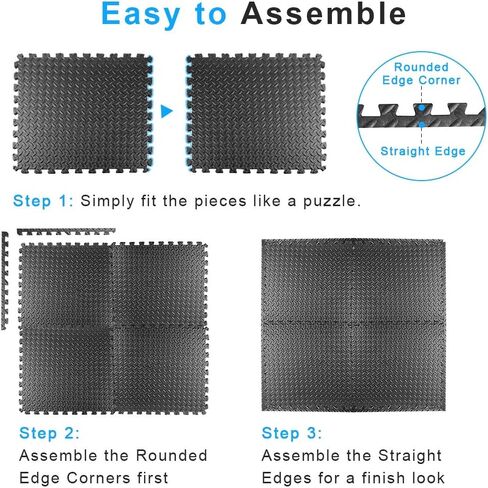 سجادة أرضية للتمارين الرياضية من ستيلكول، سجادة تمارين من بلاط إسفنجي متشابك من أسيتات فينيل الإيثيل (EVA) مع حدود - للصالات الرياضية واليوجا والتمارين الخارجية in Kuwait