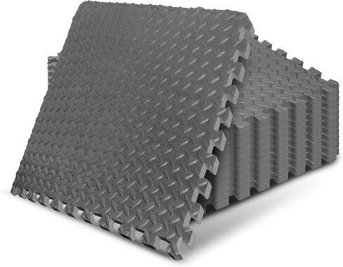 Yes4All Thicker EVA Foam Puzzle Exercise Mats for Home Gym Workout ¾" Interlocking Floor Tiles for Fitness Equipment - Grey - 48 Square Feet in Saudi Arabia