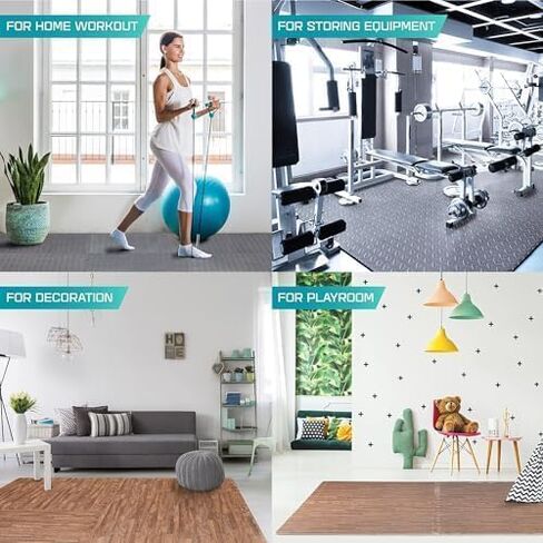 Yes4All Thicker EVA Foam Puzzle Exercise Mats for Home Gym Workout ¾" Interlocking Floor Tiles for Fitness Equipment - Grey - 48 Square Feet in Saudi Arabia