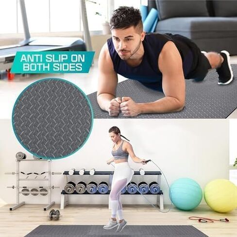Yes4All Thicker EVA Foam Puzzle Exercise Mats for Home Gym Workout ¾" Interlocking Floor Tiles for Fitness Equipment - Grey - 48 Square Feet in Saudi Arabia