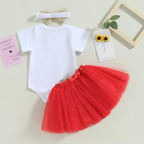 DuAnyozu Newborn Baby Girl Skirt Set Short Sleeve Romper Bodysuit and Tulle Tutu Skirt My First Mothers Day Summer Outfit in Saudi Arabia