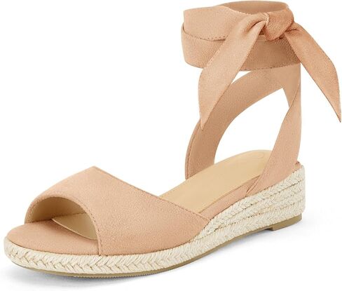 Coutgo Girls Wedge Sandals Espadrille Platform Open Toe Tie Lace Up Summer Dress Shoes Toddler Little Big Kid in Saudi Arabia