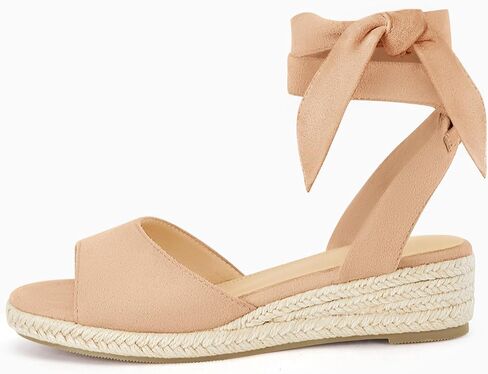 Coutgo Girls Wedge Sandals Espadrille Platform Open Toe Tie Lace Up Summer Dress Shoes Toddler Little Big Kid in Saudi Arabia