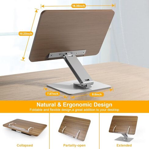 حامل كتب كاري كاثي للقراءة، حامل قابل للتعديل بقاعدة دوارة 360 درجة ومشابك للصفحات، شاشة عرض كتب سطح المكتب قابلة للطي، حامل كتب الطبخ، للمطبخ، المكتب المنزلي، الكمبيوتر المحمول، الكمبيوتر اللوحي، كيندل in Kuwait