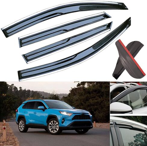 BeeGo Window Vent Visor Deflectors Rain Guards 6pcs Compatible with Toyota Rav4 2019 2020 2021 2022 2023 Rain Guards for Car Windows Accessories Black Sports Style in Saudi Arabia