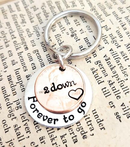 2 Down and Forever To Go 2nd Year Anniversary Coin Key Chain 2022 Lucky Copper Penny in Saudi Arabia