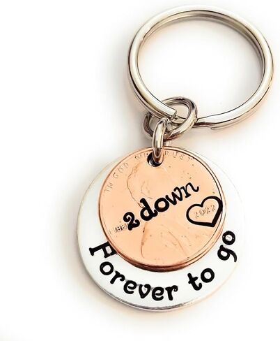 2 Down and Forever To Go 2nd Year Anniversary Coin Key Chain 2022 Lucky Copper Penny in Saudi Arabia